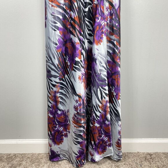 Y2K Maxi Gown Dress Womens Jr Sz 9 / Sm Animal Print Beaded Halter Prom Mobwife - Picture 4 of 11